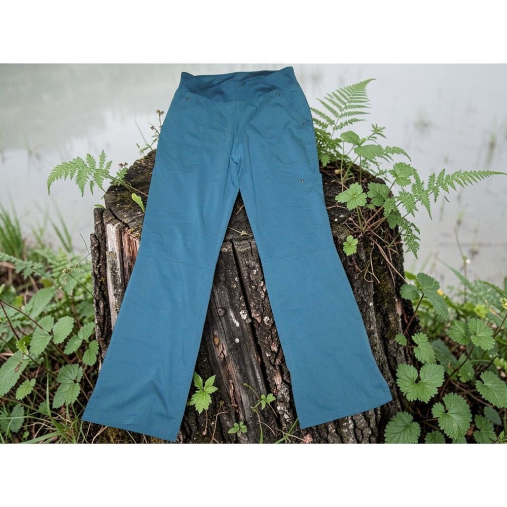 Professional Women's Scrub Pants Teal Blue Green Elastic Waist Pockets